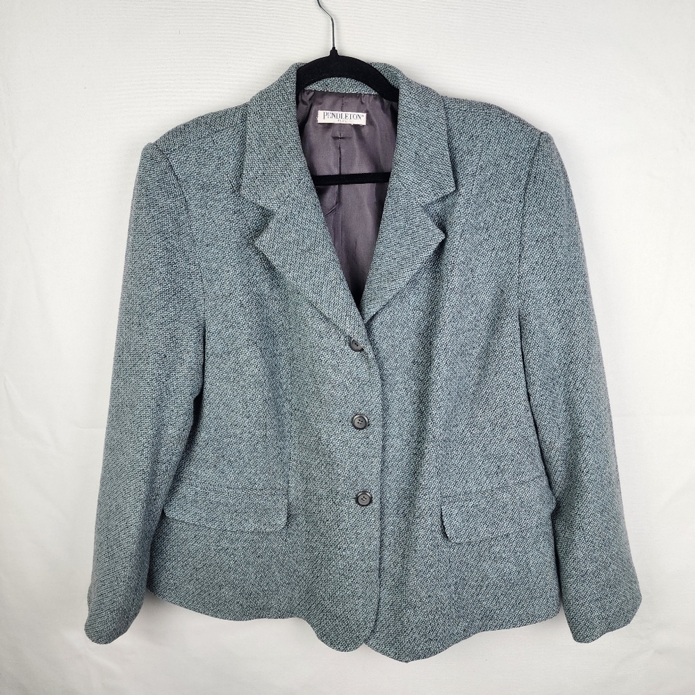 Vintage Pendleton Tweed Virgin and Lambs Wool 3 Button Blazer Size 18/20